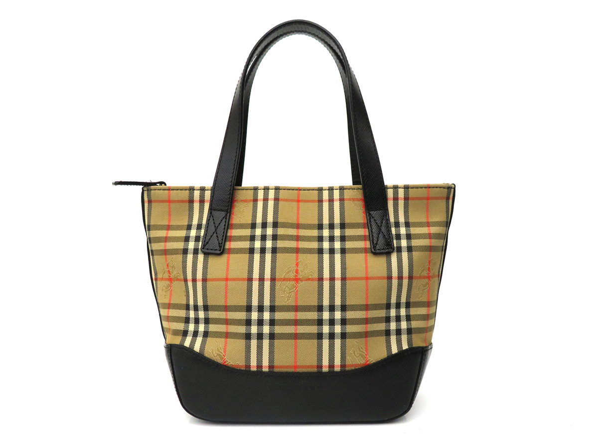 3435 美品 BURBERRY バーバリー ノバチェック柄 キャンバス×レザー 