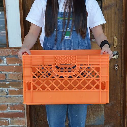 vintage USA70's milk crate ミルククレート U.S.MILK CRATE ミルククレート ボックス オレンジ色 vintage USA70's
