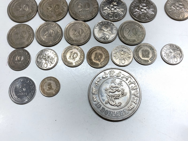 シンガポール 硬貨と10ドル干支記念コイン【41枚】1ドル/50S/20S/10S