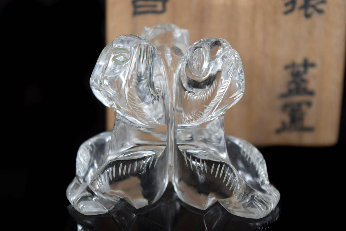時代 水晶 細密彫刻三猿形蓋置 古美術品（旧家蔵出） a231 ,時代水晶密