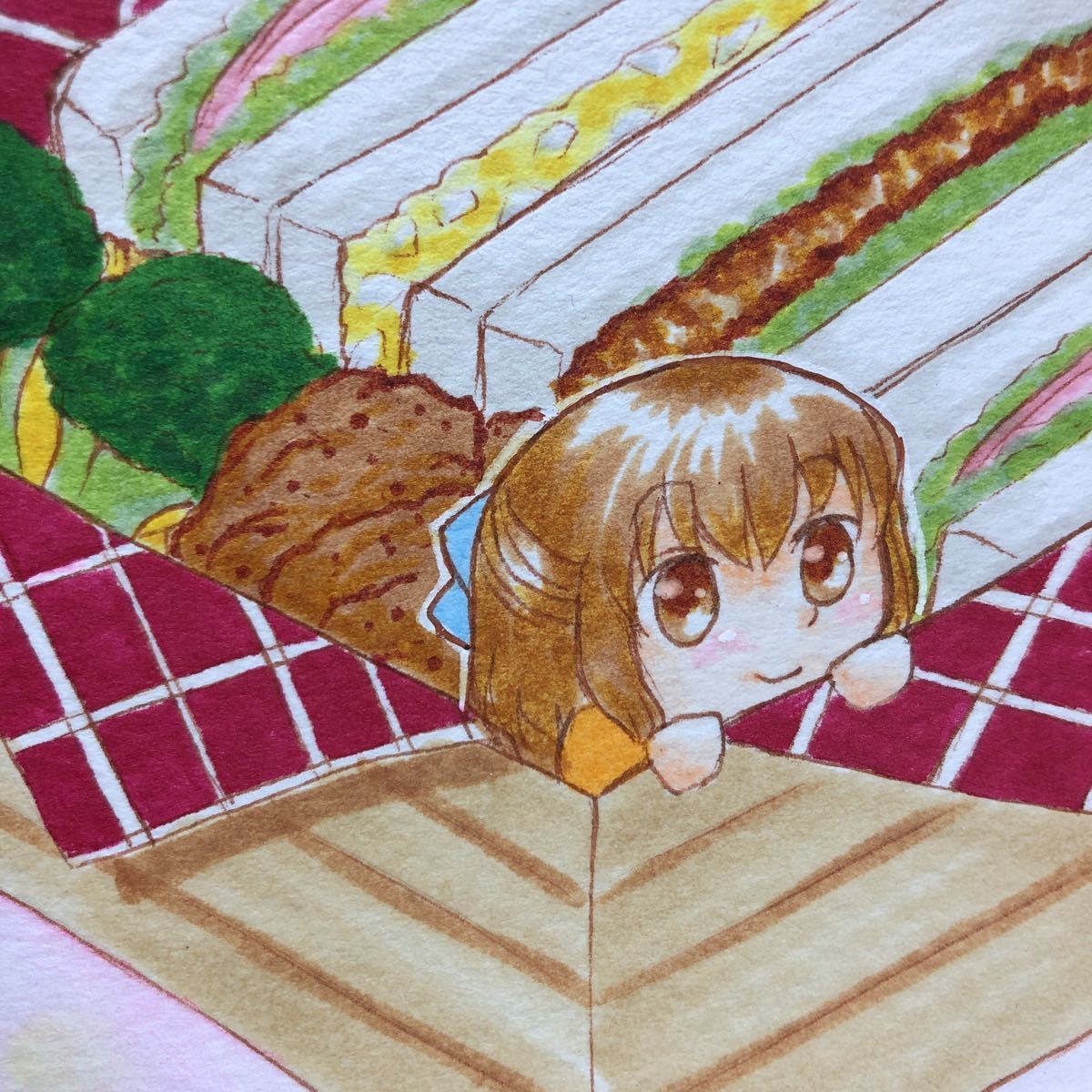 オリジナル手描きイラスト お弁当少女 サンドイッチ 手描きイラスト 売買されたオークション情報 Yahooの商品情報をアーカイブ公開 オークファン Aucfan Com
