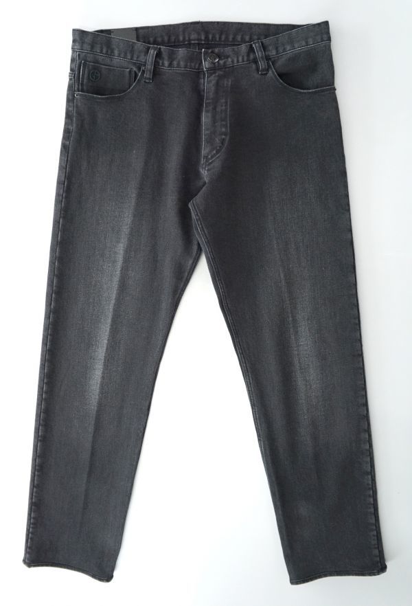 黒タグ GIORGIO ARMANI アルマーニ デニム ダークグレー ARMANI GIORGIO ジョルジオ アルマーニ 黒タグ タグ ブロックレザー