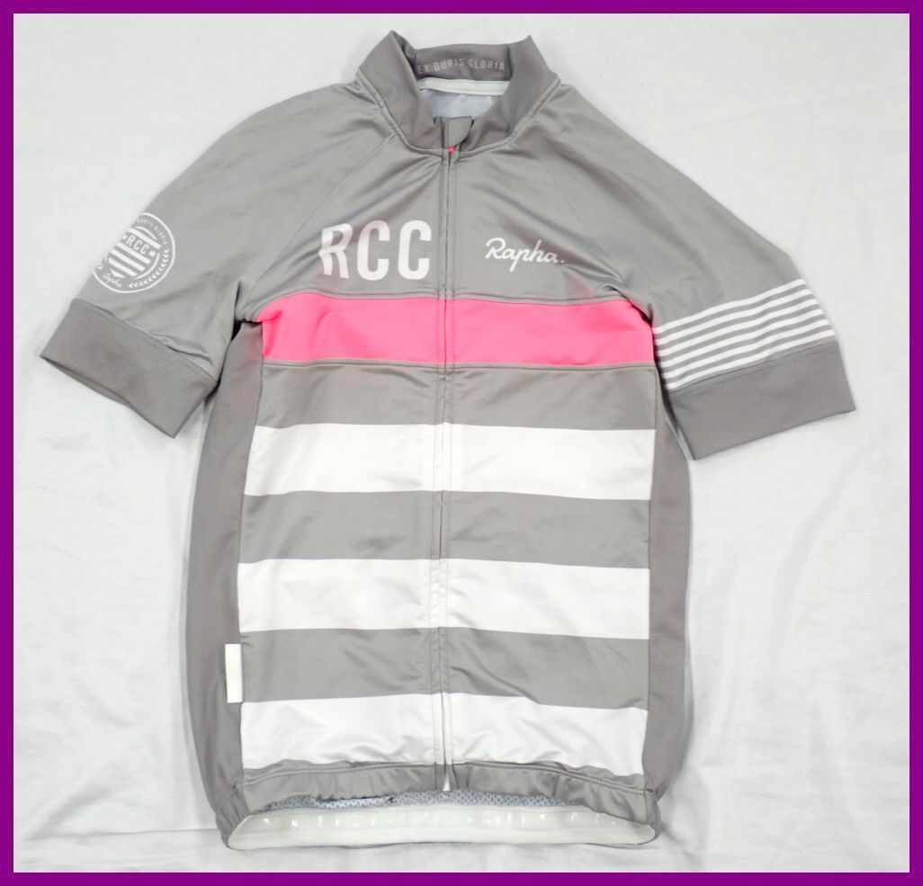最安値，爆買い Rapha/ラファ RCC限定 サイクルジャージ メンズXS/グレー&times;ホワイト&times;ピンク/ボーダー/サイクリングウェア＃13588038(XSサイズ以下)｜売買されたオークション情報、yahooの商品情報をアーカ 男性用