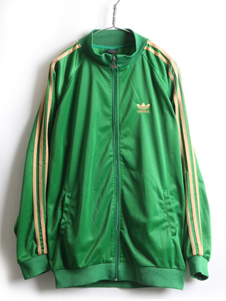 adidasトラックトップ スーパースターグリーン トレフォイルロゴ刺繍 M