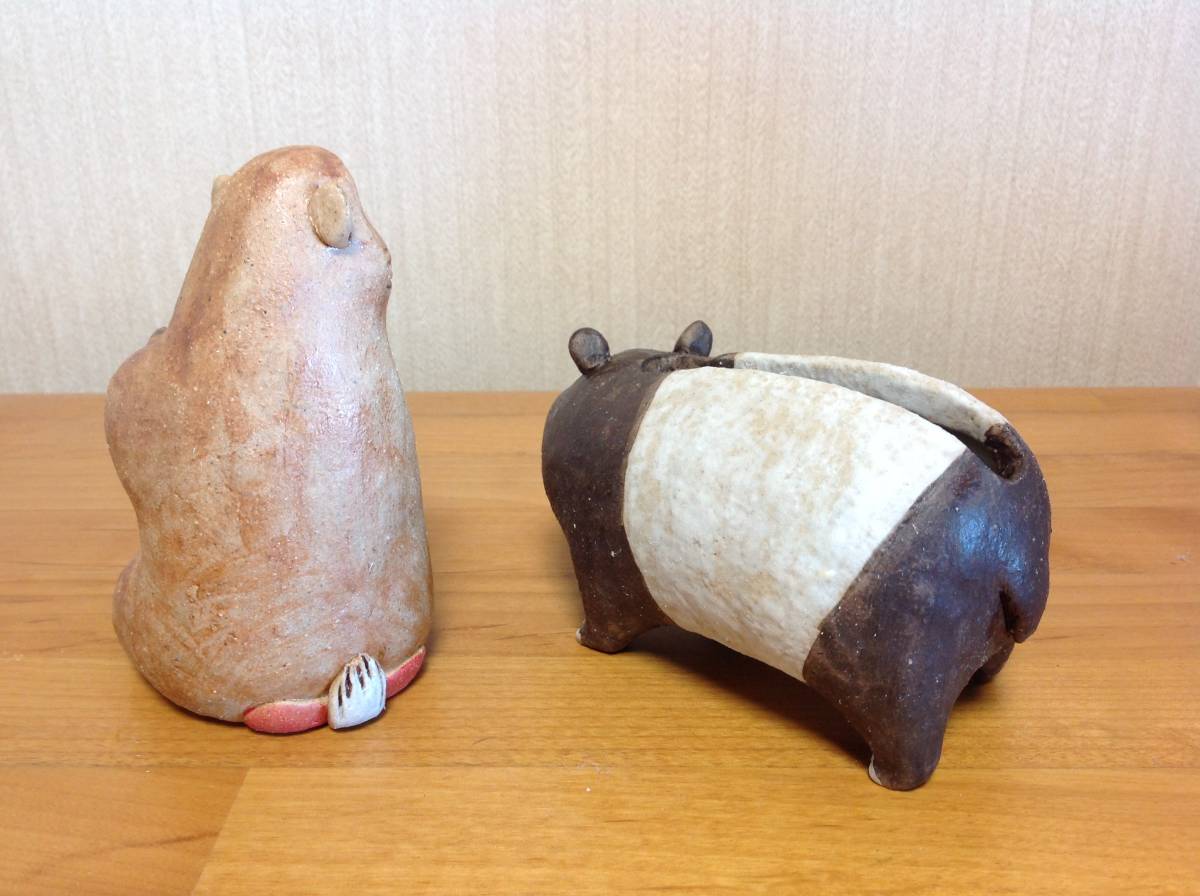 限定SALE，お買い得 かとう ゆみ氏作 バクとサルの陶器