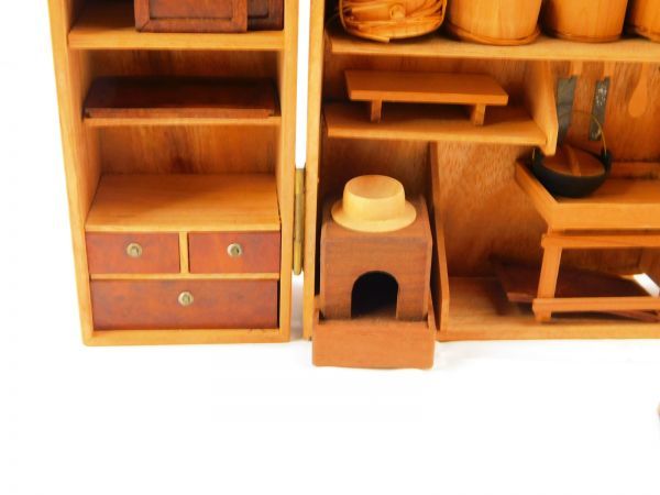 ミニチュア - 家具 木製 古い 昭和レトロ 台所 箪笥 WORLDS (8) [Sold