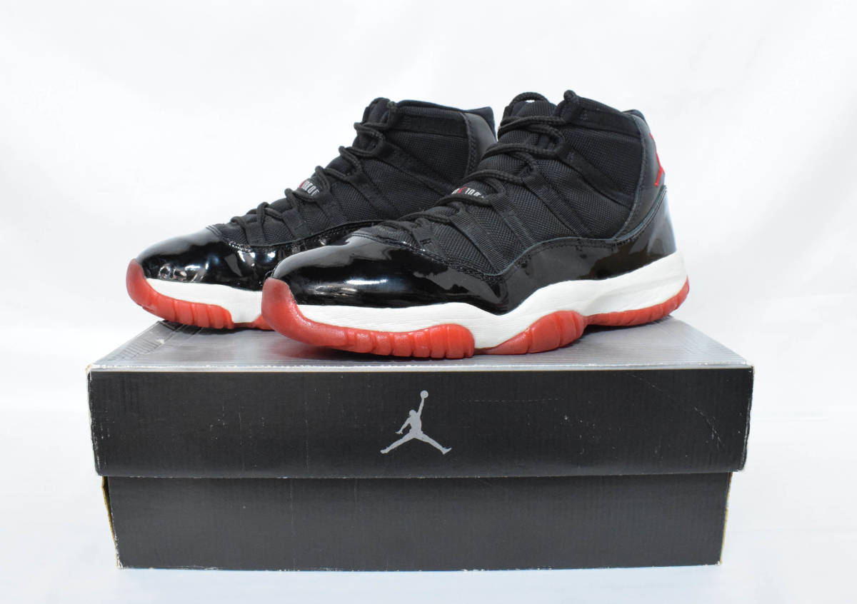 01年 NIKE 136046-061 AIR JORDAN エアジョーダン 11 RETRO BRED 黒/赤 US9 27㎝