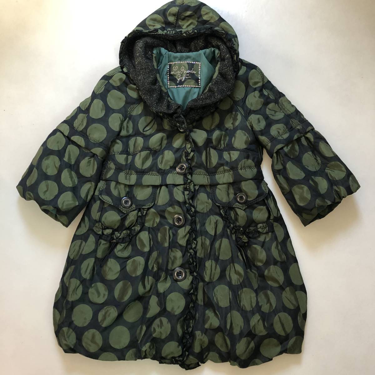 伊太利屋中綿入りドットデザインオシャレコート 9号
