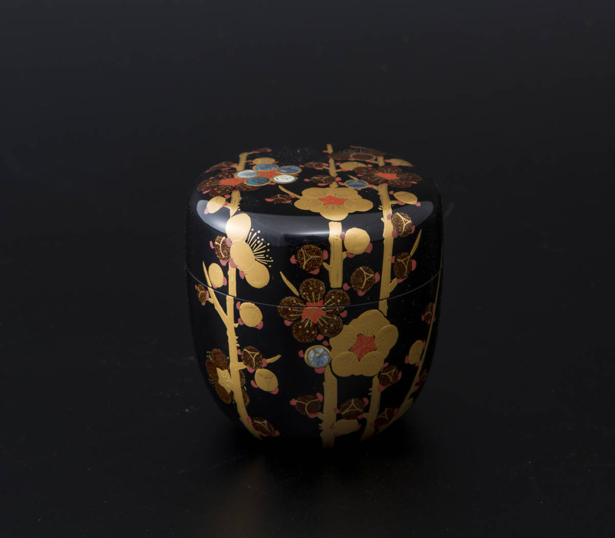仁和古道具41025】中村恭蔵造 漆 梅金蒔絵螺鈿嵌 棗《6.6/7.2