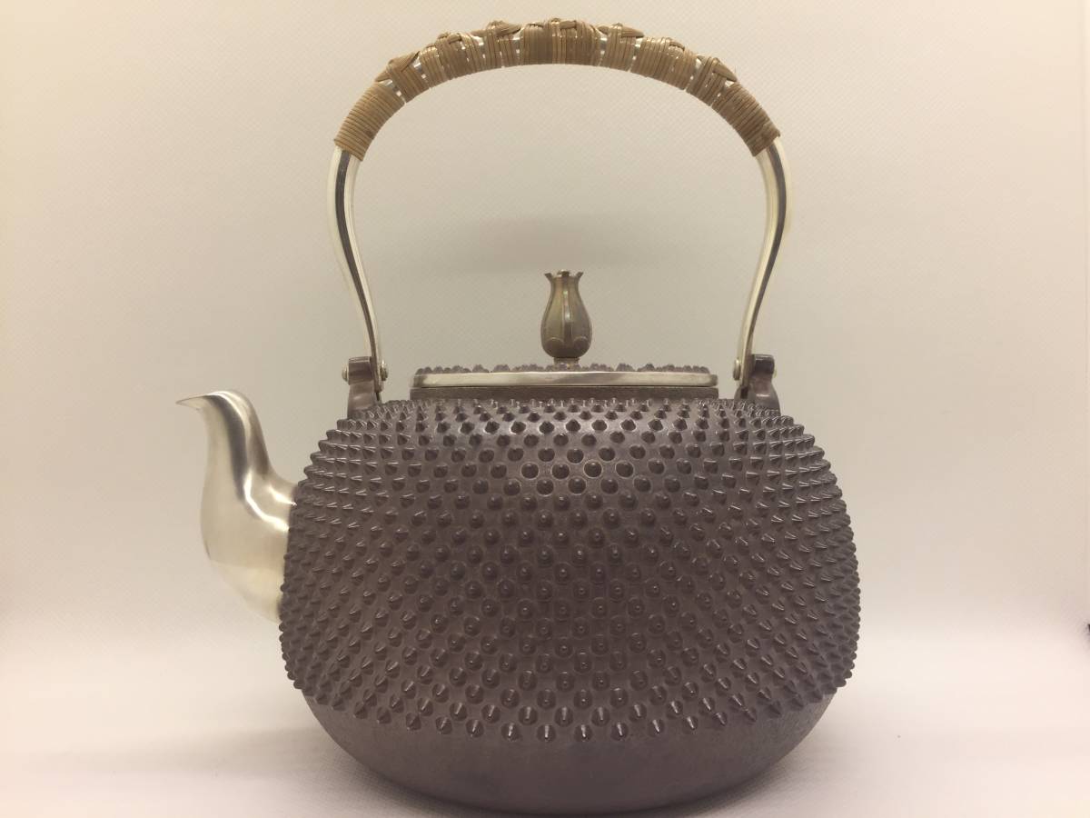 夢工房】純銀 芦雁彫 銀瓶 煎茶 急須 時代箱 重量156g 銀純度99.16