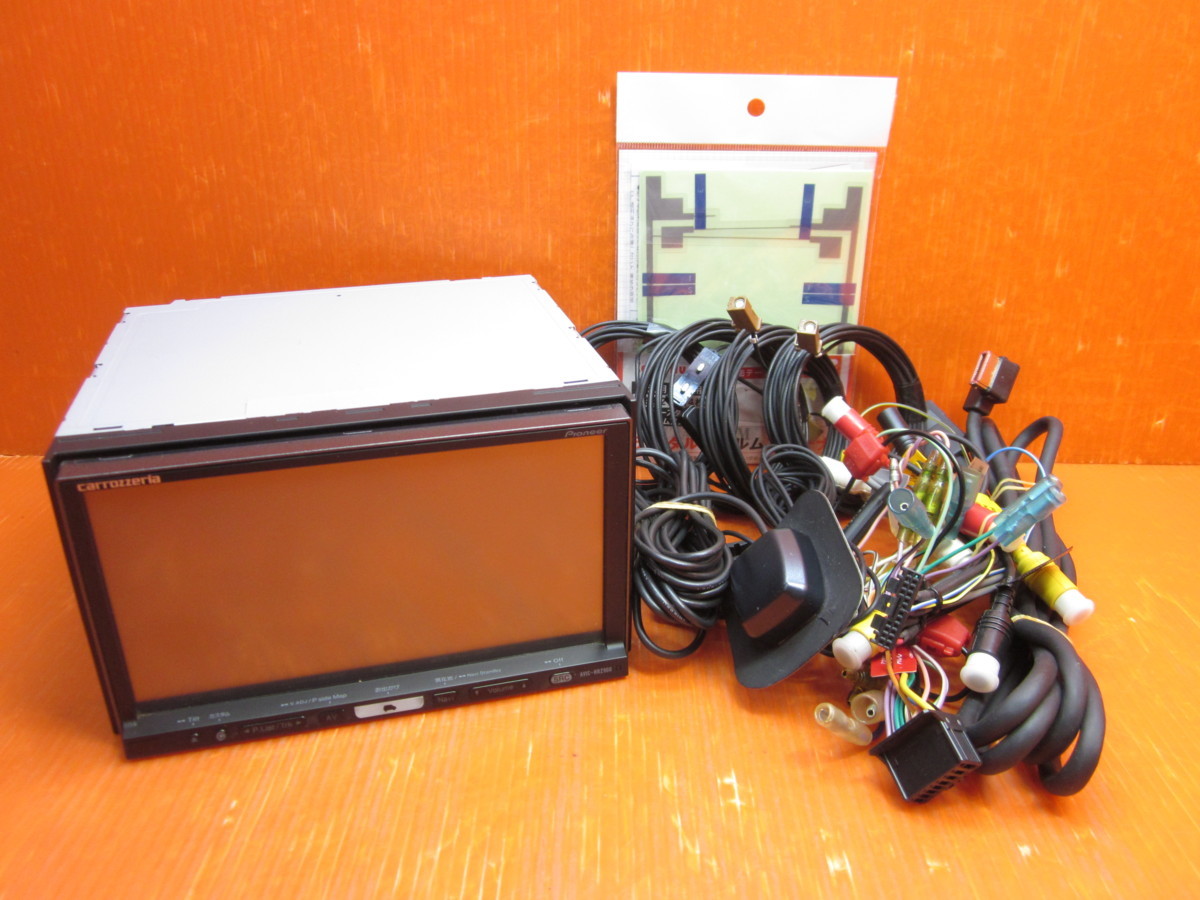 【S】カロッツェリア 楽ナビ HDDナビ AVIC-HRZ900 7型ワイドモニター 2009年地図データ フルセグ 地デジアンテナ＋フィルム付 中古品