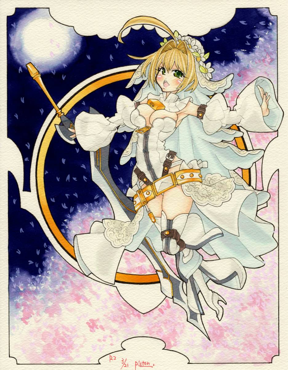 同人 手描きイラスト Fgo Fate 嫁 ネロ 巨乳 可愛い 美少女 フェイト 桜吹雪 size 手描きイラスト 売買されたオークション情報 Yahooの商品情報をアーカイブ公開 オークファン Aucfan Com