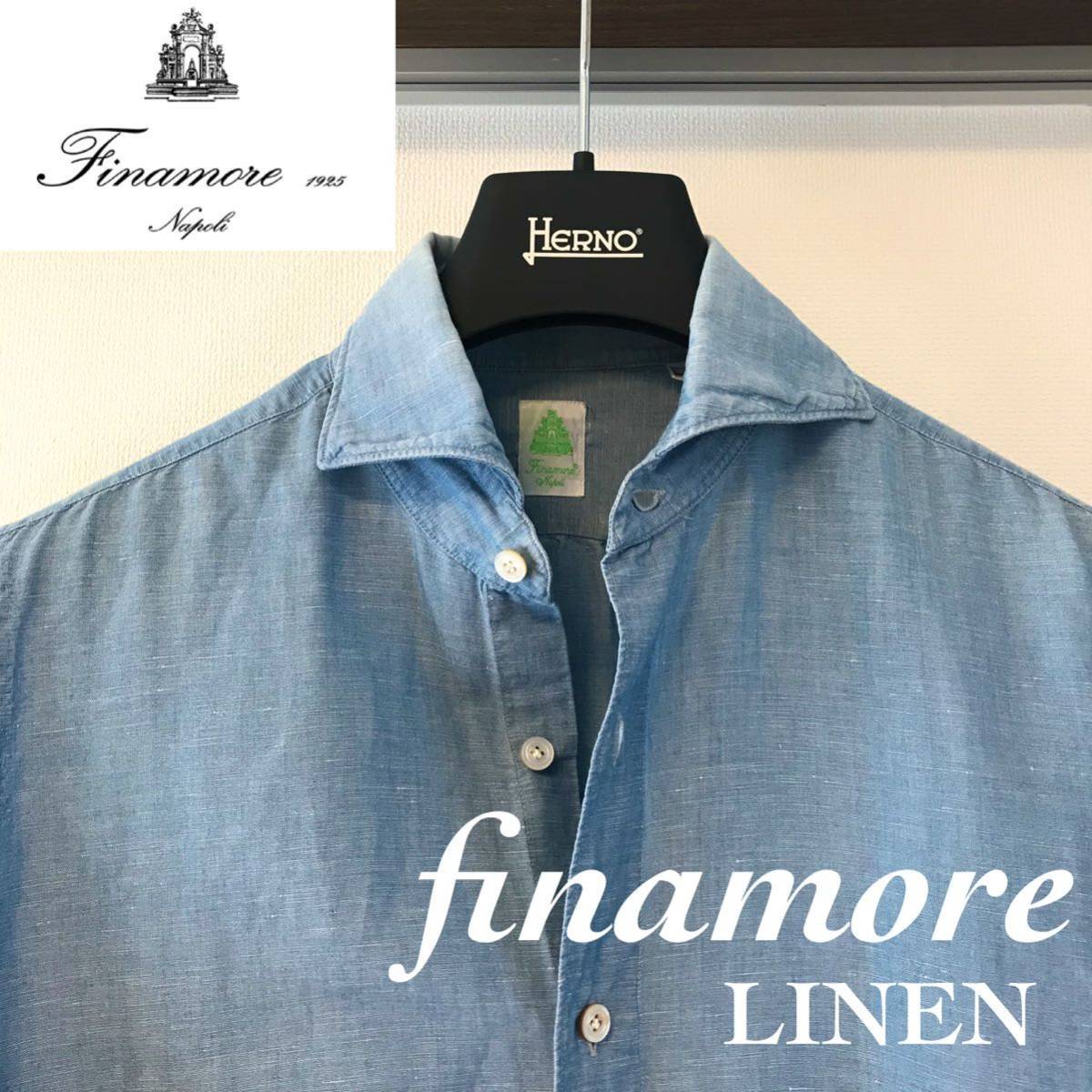 本物保証，爆買い フィナモレ finamore ホリゾンタル リネンシャツ S 38 ブルー シャンブレー カッタウェイ 麻 春夏 長袖 無地 青 水色(Sサイズ)｜売買されたオークション情報、yahooの商品情報をアーカイブ公開 - 長袖シャツ一般