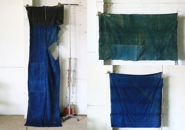 インテリア・生活道具 藍染古布パッチワークの敷物(114×60)