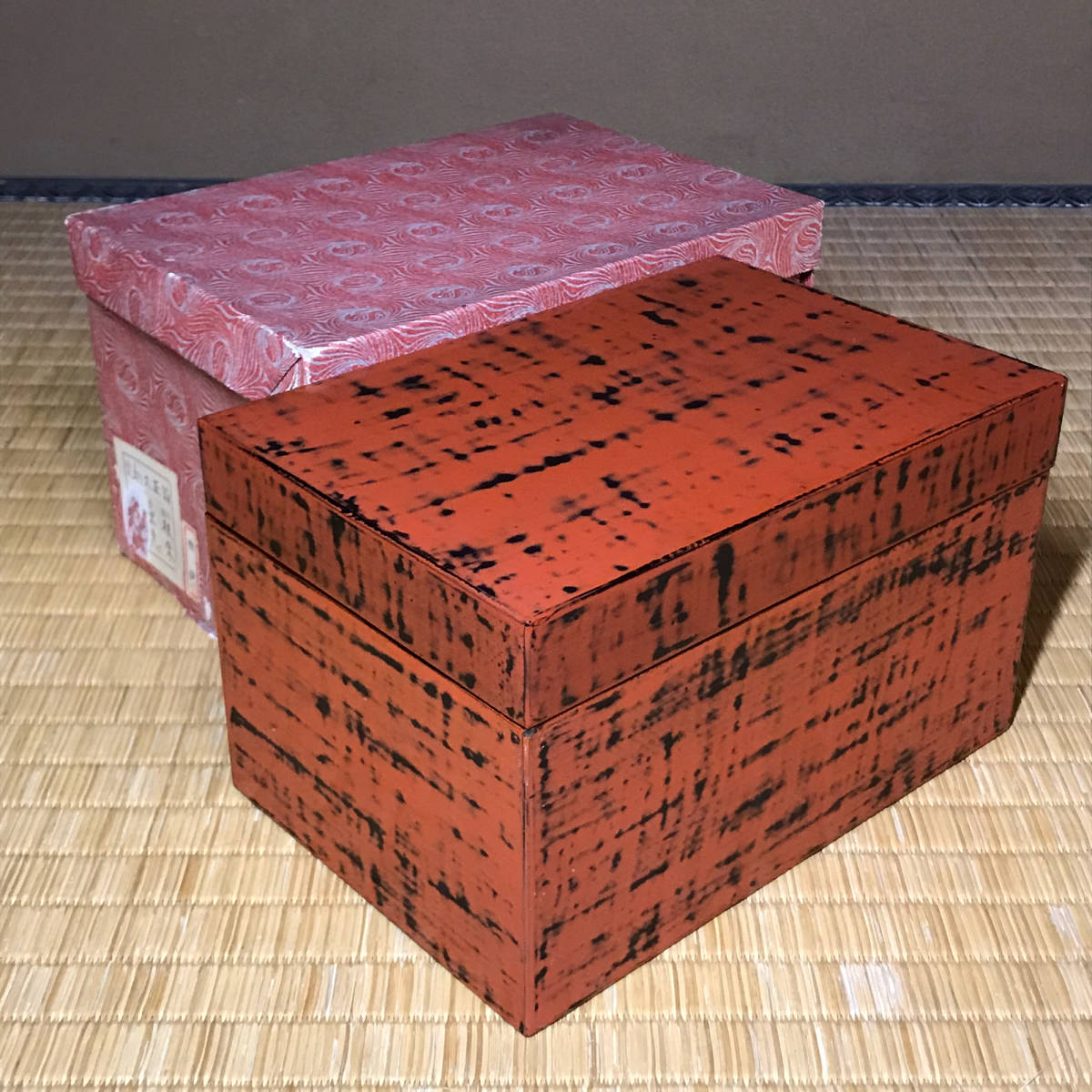 ☆茶道具/漆工芸！根来塗！利休 茶掃箱/茶通箱/茶箱/木