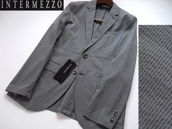 高品質，お買い得 夏 正規品 インターメッツォ INTER MEZZO 上級シルクリネン混 シアサッカー アンコンジャケット GRY ストライプ LL(XLサイズ以上)｜売買されたオークション情報、yahooの商品情報をアーカイブ公開 XLサイズ以上