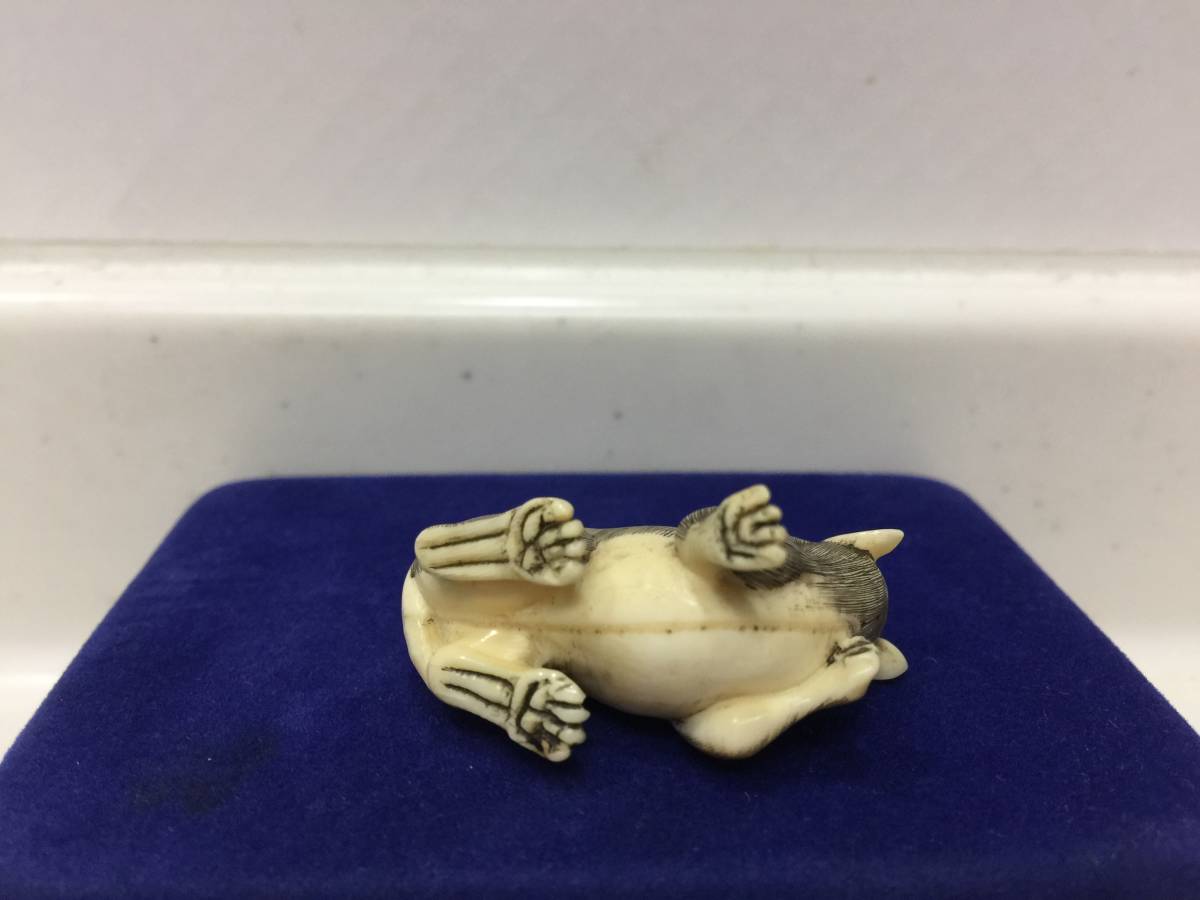 河馬牙 根付 鼠 時代 古美術 細密細工 動物 カバ牙 彫刻 KJ1 No.56
