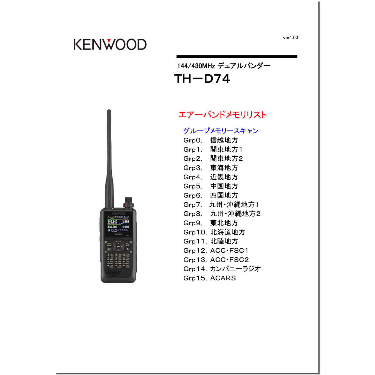 新品】TH-D74 エアーバンドスペシャル ケンウッド 144/430MHz デュアル