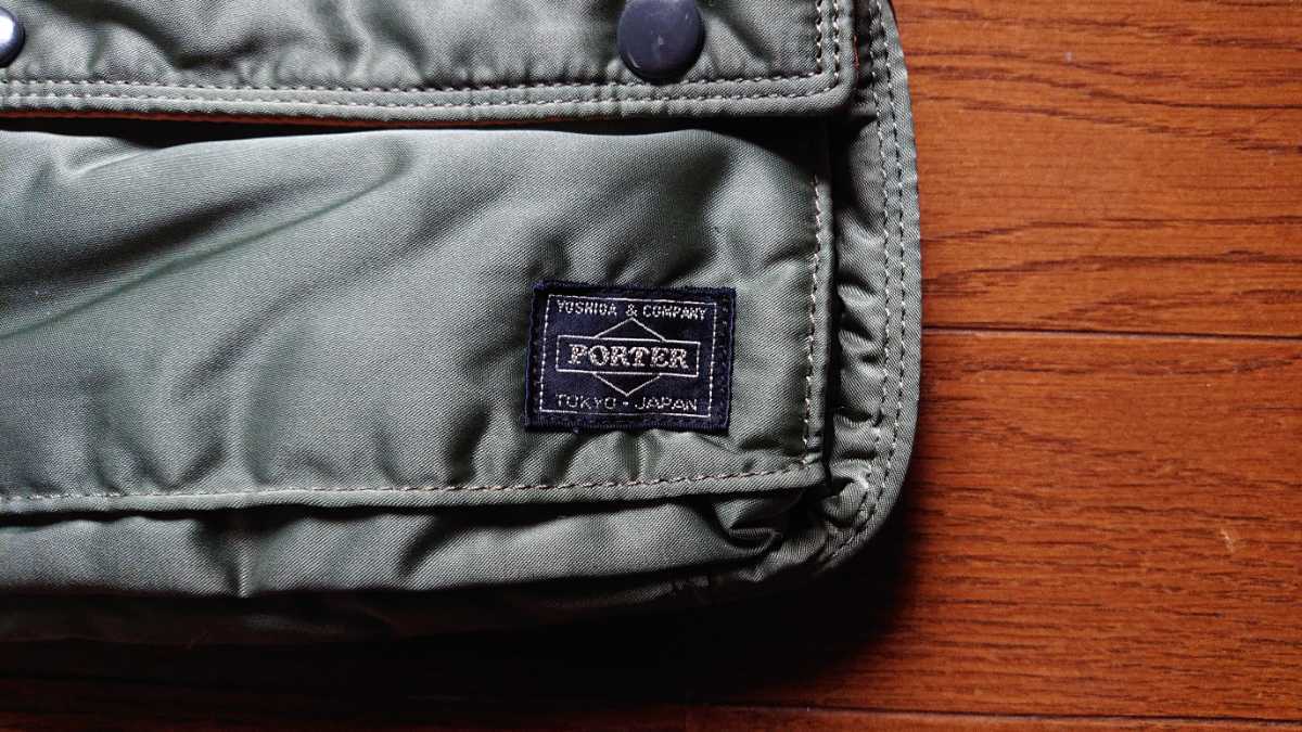 清潔/美品/人気タンカーセージグリーン【PORTER】ポーチショルダーミニ 