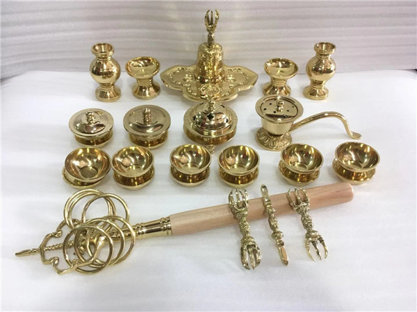 ☆密教 法具 一面器 六器一組 仏器一対 華瓶一対 塗香器 洒水器 金剛鈴
