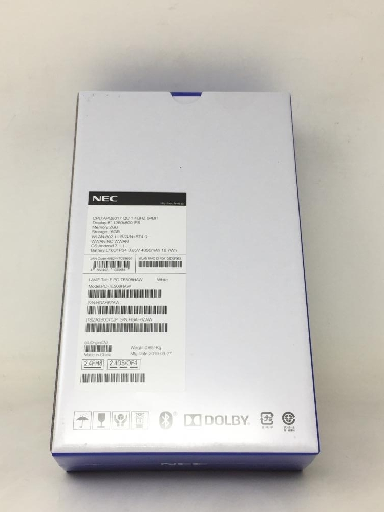 NEC LAVIE Tab E 未開封 2017【新品未開封】 タブレット NEC LAVIE Tab E TE508 /060