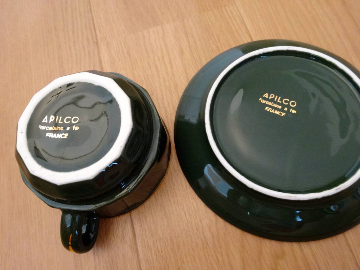 100円～　未使用　保管品　フランス　レトロ　クリーン　カップ&ソーサー　APILCO FRANCE_2