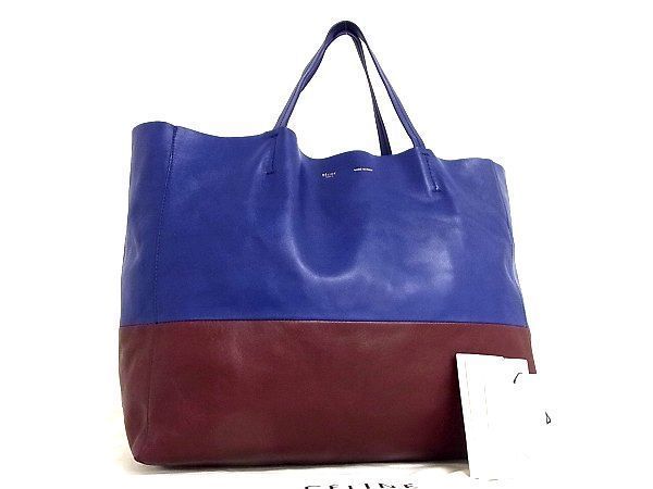 1円 □美品□ CELINE セリーヌ ロゴ ホリゾンタルカバ レザー バイ 