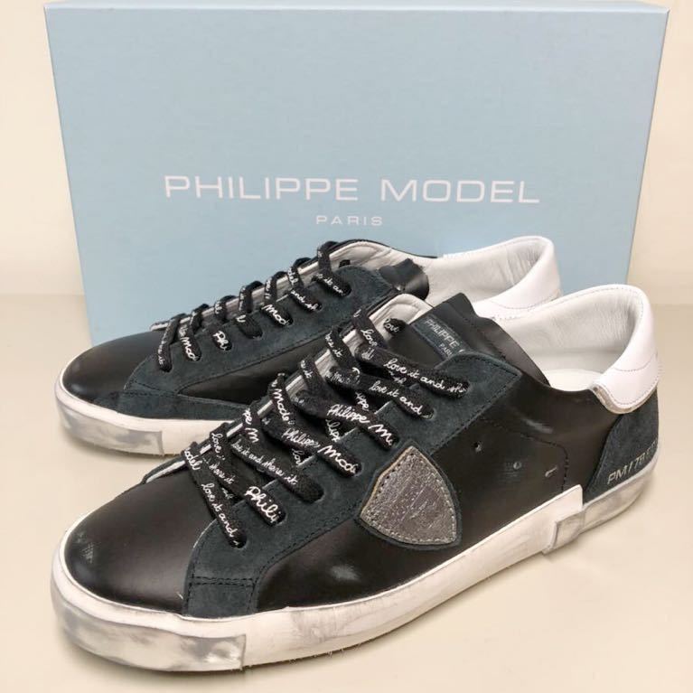 【大得価，新作】 フィリップモデル/PHILIPPE MODEL/メンズ/スニーカー/ シューズ / ブラック系 /ユーズド加工/シューズ/靴/ サイズ40(25.5cm)｜売買されたオークション情報、yahooの商品情報をアーカイブ公開 - オーク 25.5cm