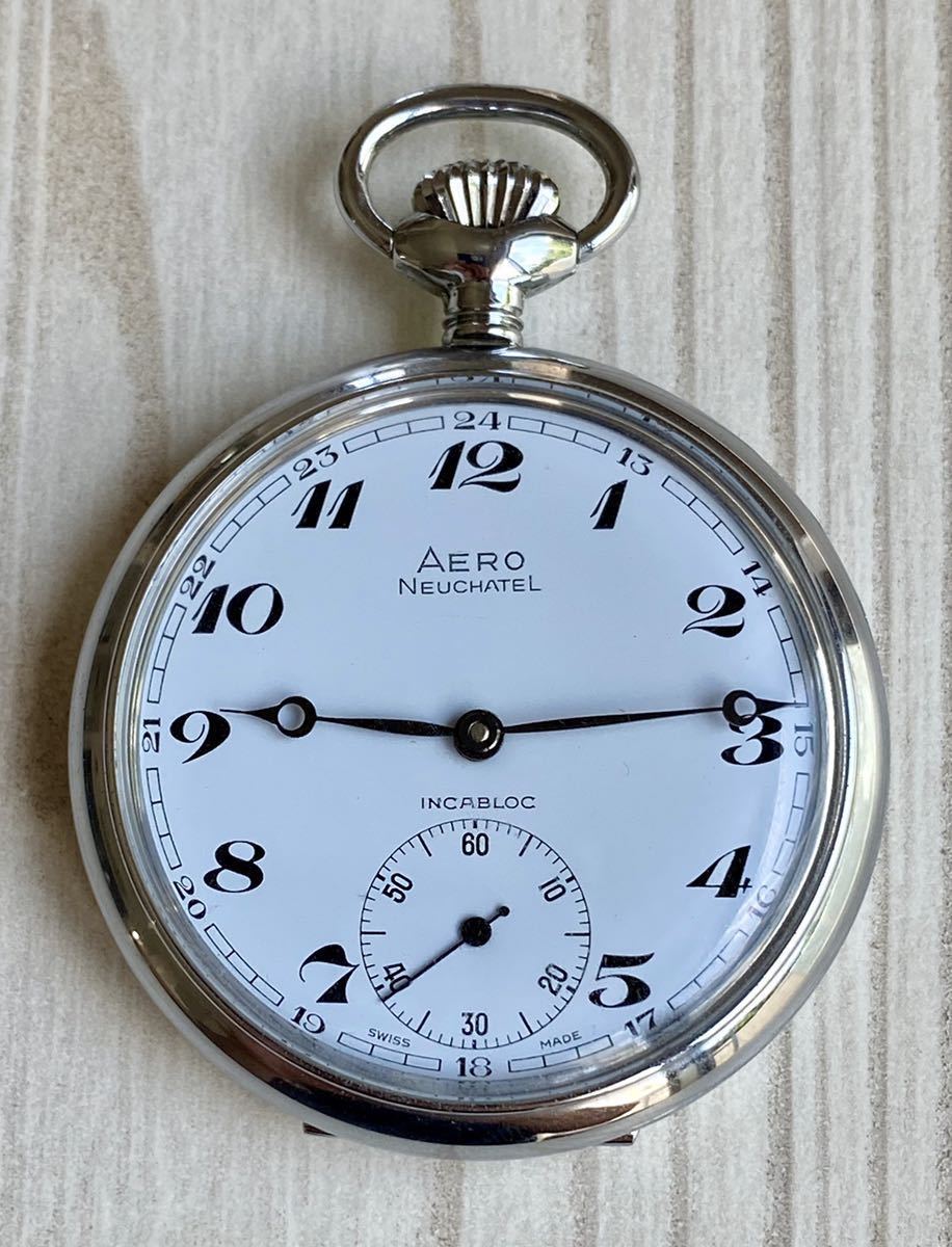 【セール，100%新品】 懐中時計 AERO NEUCHATEL アエロ17石 手巻き スイス メイド(手巻き)｜売買されたオークション情報、yahooの商品情報をアーカイブ公開 - オークファン 手巻き