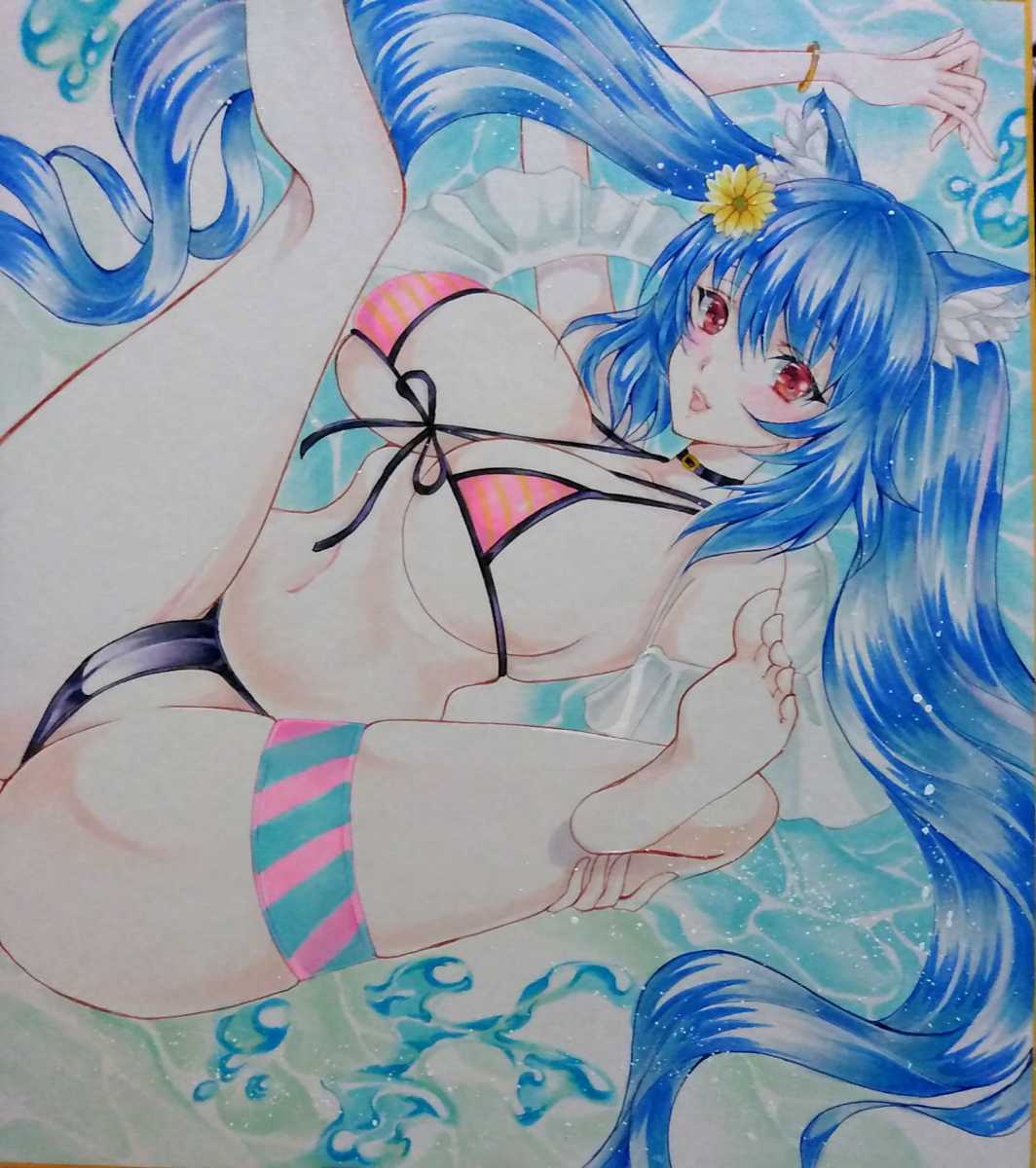 Clearance 足柄 水着 着せ替え アズールレーン アズレン 同人 手描きイラスト 大色紙 手描きイラスト 売買されたオークション情報 Yahooの商品情報をアーカイブ公開 オークファン Aucfan Com