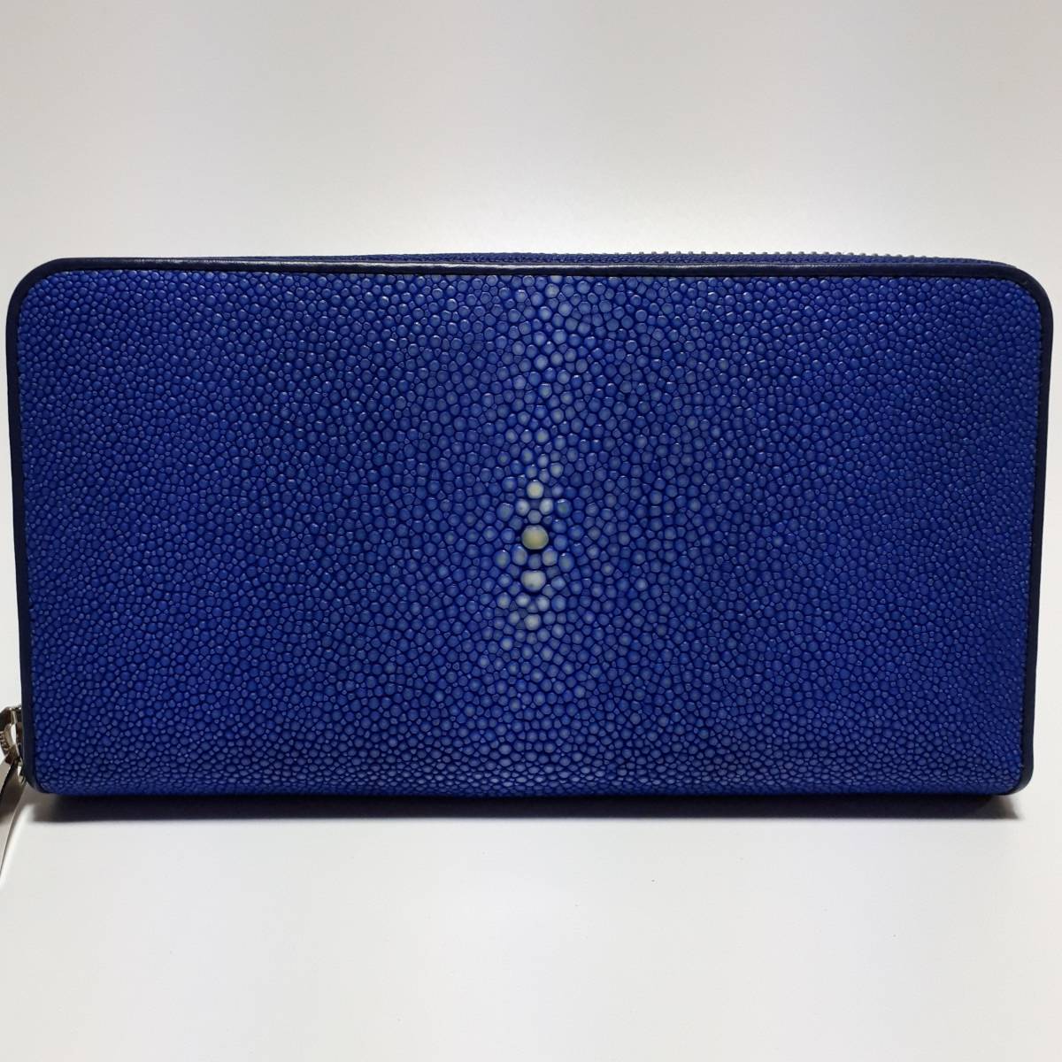 エイ革 スティングレー 長財布 ポリッシュ加工 ウォレット ブルー エイ  