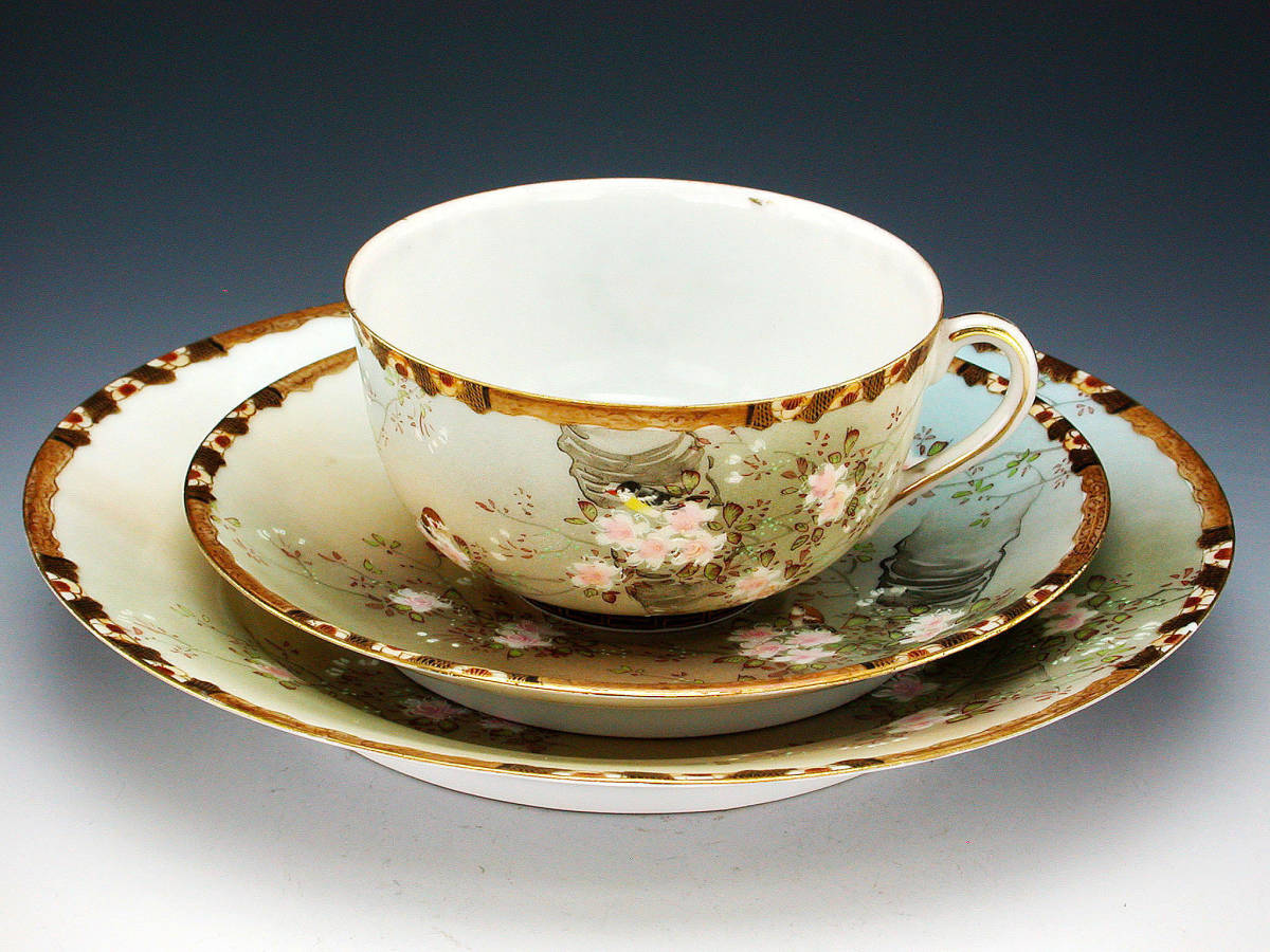 卵殻手 オールドニッポン エッグシェル 花鳥風月紋皿② Noritake 