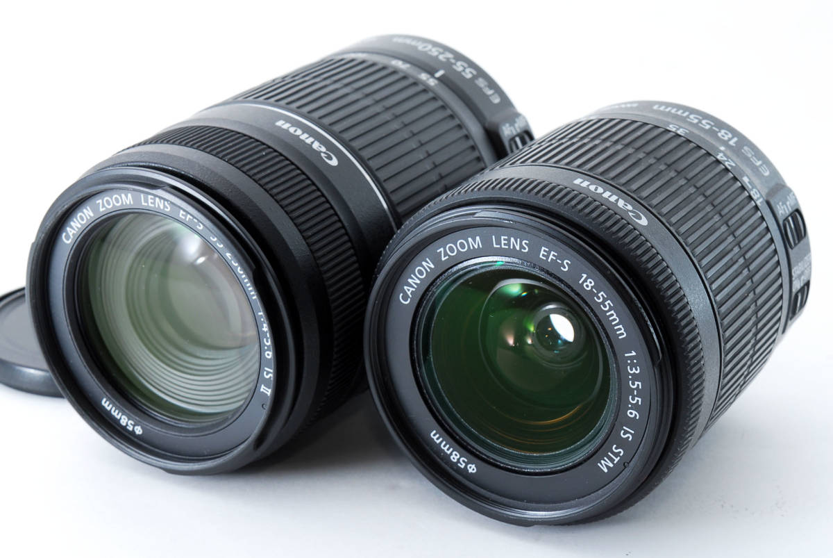 美品】キャノン Canon EOS kiss X7 18-55mm IS STM・55-250mm IS II ダブル