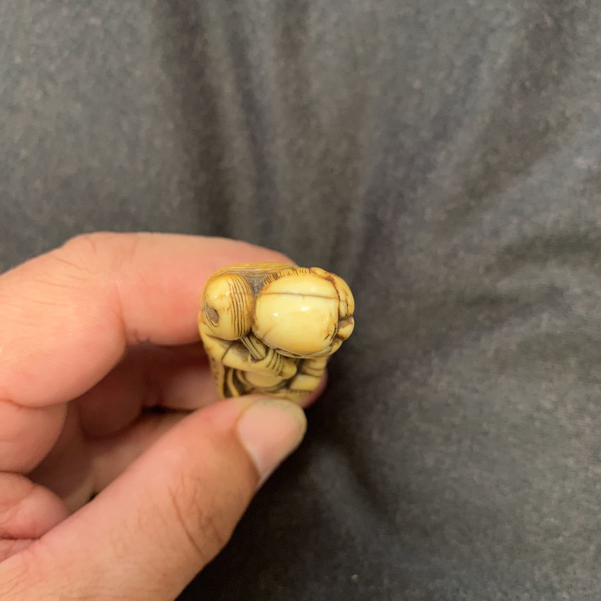 根付(netsuke)陶器 瑠璃鉄釉瓢箪仙人根付 江戸時代 根付(netsuke