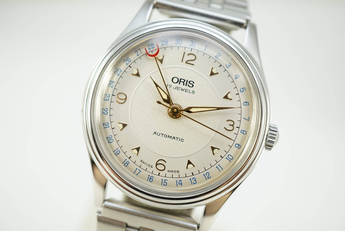 レア ORIS 手巻き時計 ポインターデイト ヴィンテージ ジャンク やや美品！【62】☆ORIS/オリス ポインターデイト メンズ腕時計 稼働品