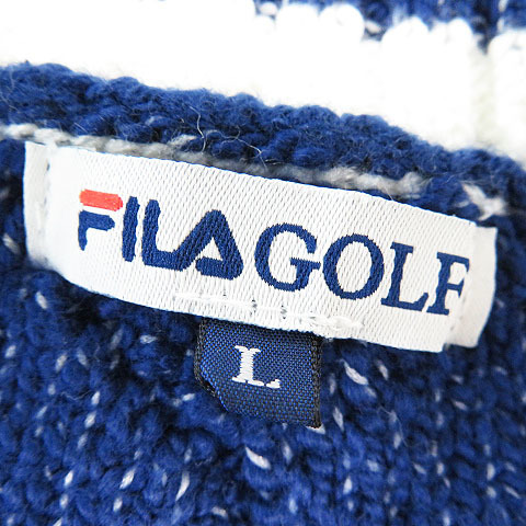 FILA GOLF フィラゴルフ Vネック ニットセーター ニット セーター サイズ：M レッド系 レディース ゴルフウェア グレー系 メンズ 長袖 L GOLF）＜大きいサイズ有