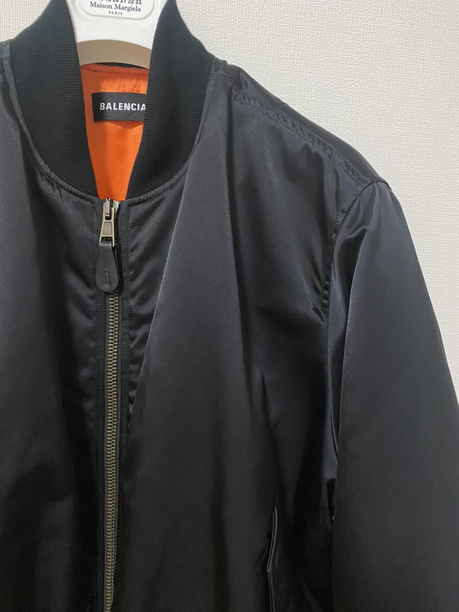 size 48 バレンシアガフライトジャケット MA-1 ブラック BLACK