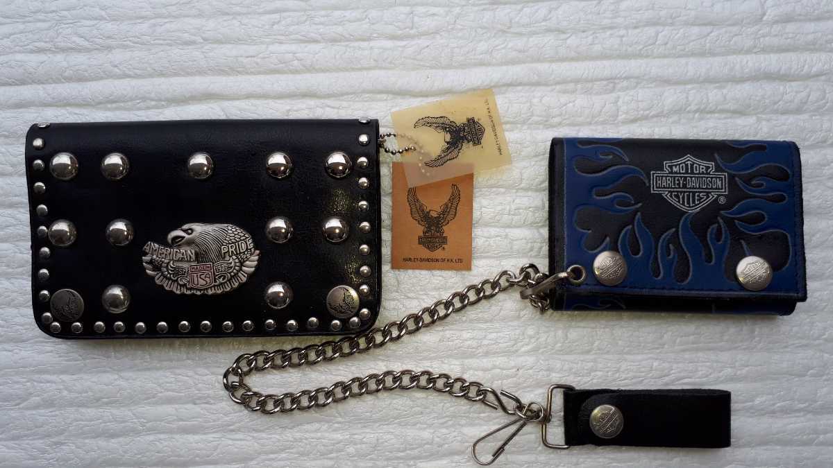 新品】ハーレーダビットソン レザー二つ折財布BLACK・財布カード入れ 