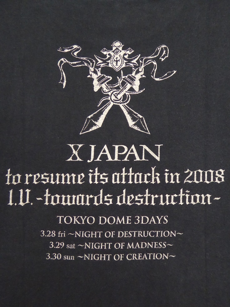 激レア!X JAPAN/ビンテージTシャツ/00s/攻撃再開 2008 I.V.-破滅に