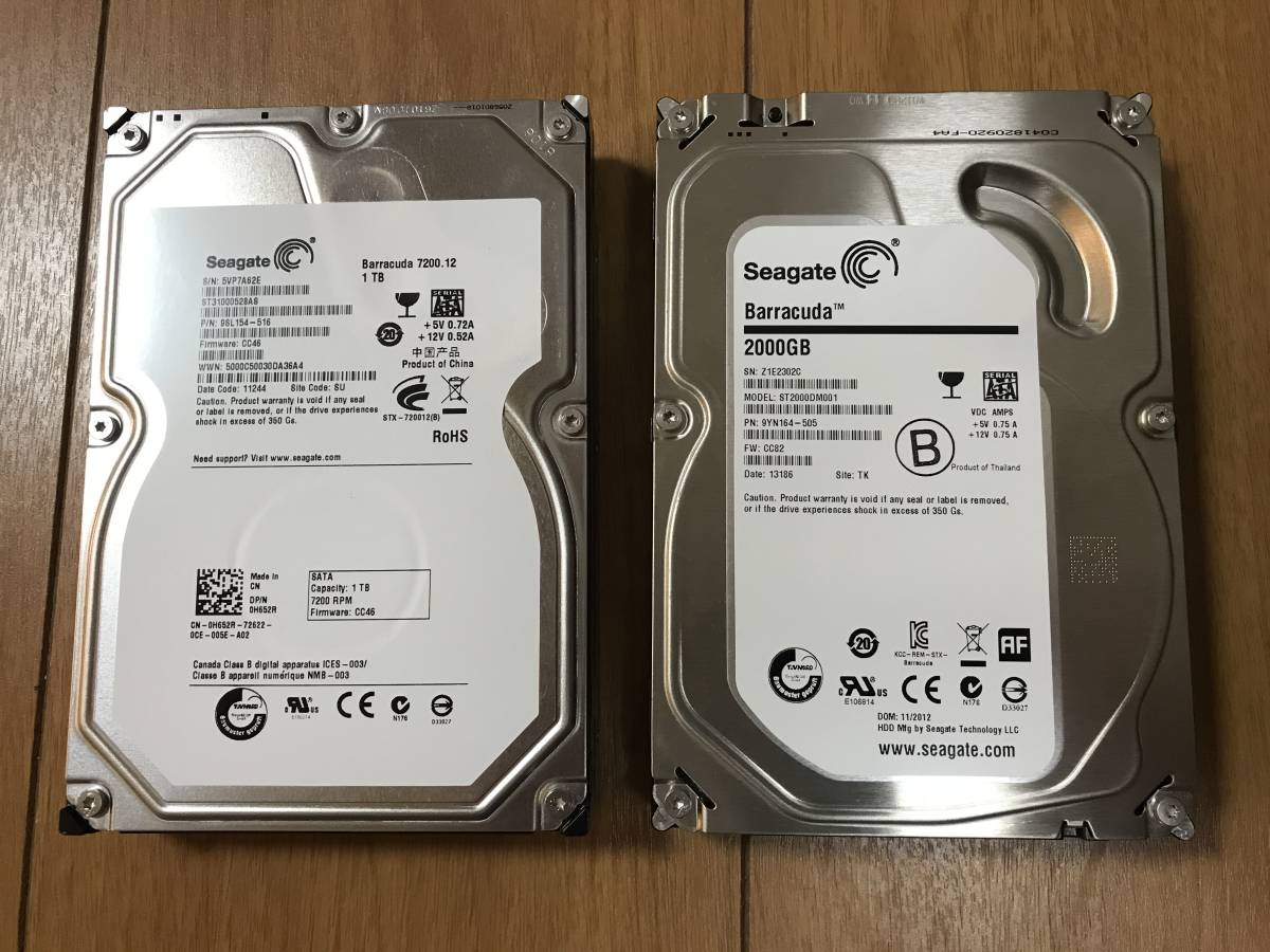 Seagate 1TB＆2TB中古品2個セット 【公式通販】