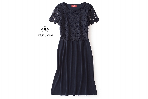 【高品質，大得価】 厳選 CorsoRossoコルソロッソ 1size/9号 ワンピース紺N018(Mサイズ)｜売買されたオークション情報、yahooの商品情報をアーカイブ公開 - オークファン Mサイズ
