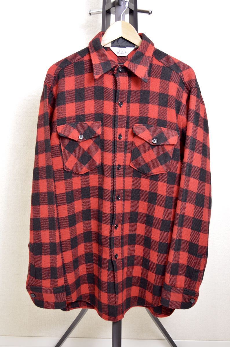 70s Woolrich バッファローチェック ウール シャツ ジャケット L