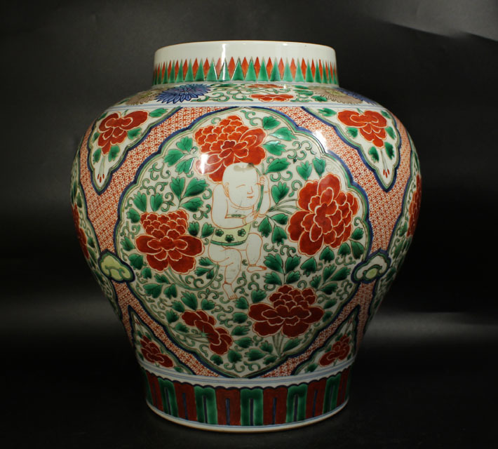 中国古美術『青花 釉裏紅 花卉文 瓜稜罐 』染付 陶磁器 壺 唐物 古玩
