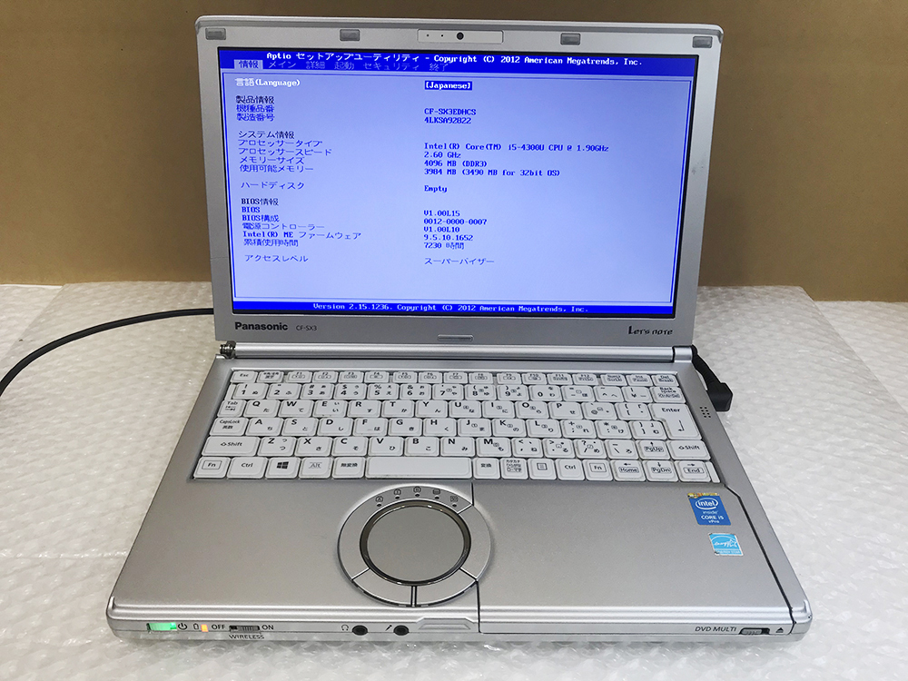 ジャンク Panasonic Let's Note CF-SX3TD7TCノートパソコン 格安1円