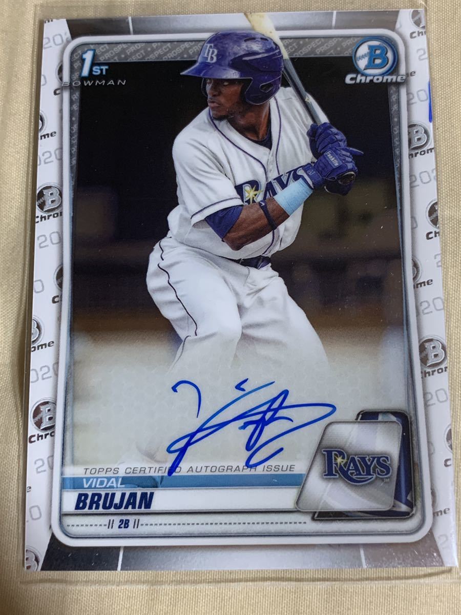 Vidal Brujan 2020 Bowman Chrome Prospect Auto 直書き Rays プロスペクト直筆サインカード 