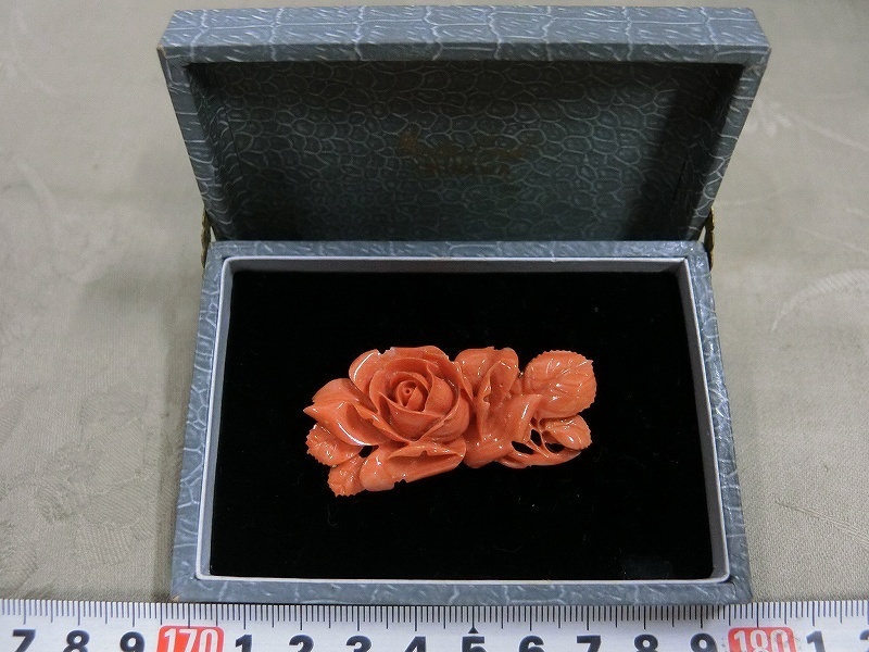 本珊瑚　彫刻品　花8 さんご 珊瑚（加工） 薔薇型ビーズ レッド 約13×8mm 5個 サンゴ ≪1年
