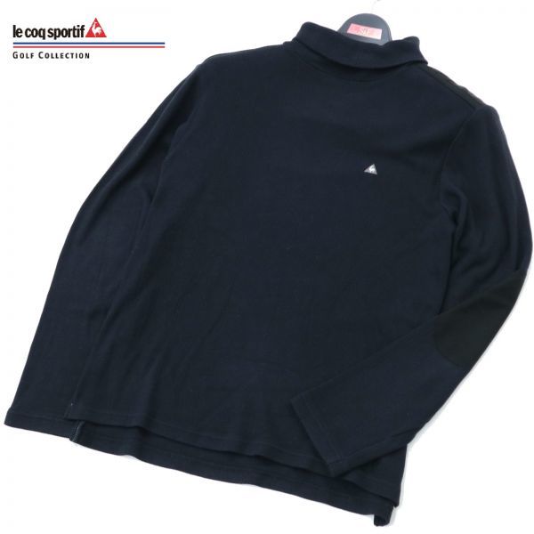本物保証，新作 le coq sportif GOLF ルコック ゴルフ 刺繍 エルボーパッチ タートルネック 長袖 ストライプ ニット セーター Sz.M メンズ 黒 d610ta36(セーター)｜売買されたオークション情報、yahooの商品情報をアー セーター
