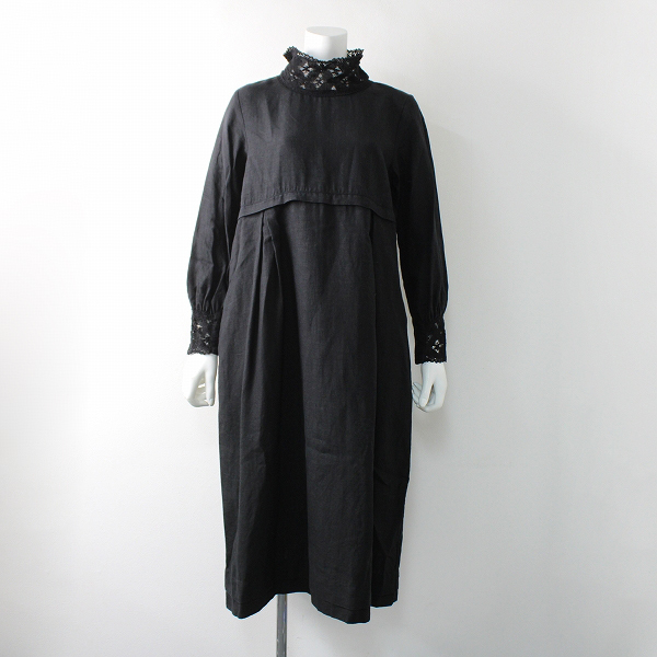nest Robe ネストローブ レース使い リネン 切替 ワンピース F