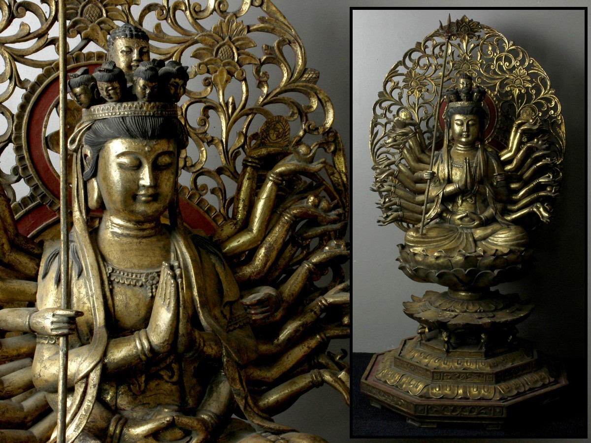 時代 木彫細密彫刻 ガルーダ ヴィシュヌ神像 71㎝ ヒンドゥー教