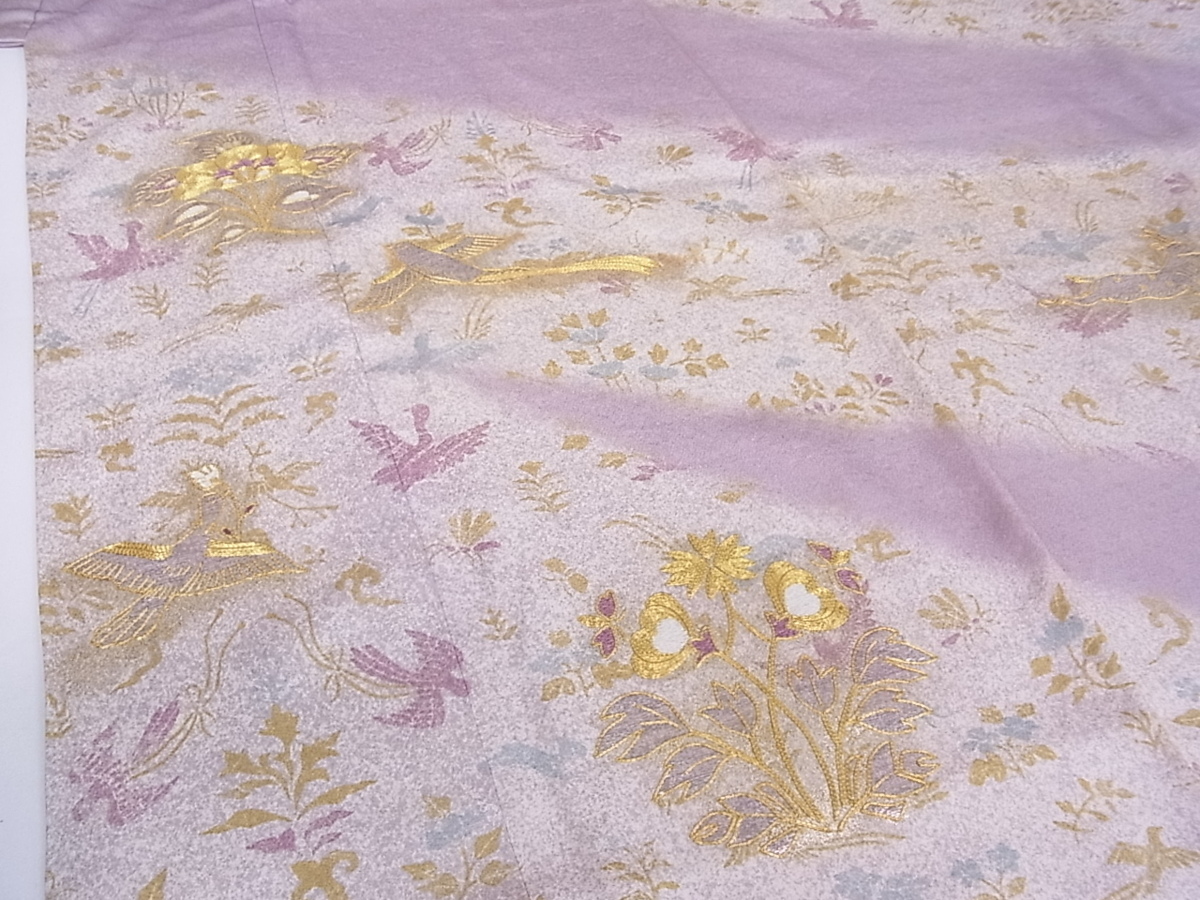 花美人■極上 訪問着 駒刺繍 鳳凰花文 金彩 伊勢丹扱い 逸品 ps661 金彩 振袖 KIMONO 駒刺繍 扇面鳳凰吉祥文 きめ細やかな金駒刺繍を施し美しい色彩が格の高さを感じさせる本格志向